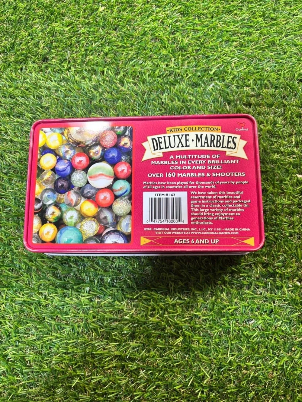 Cardinal Deluxe Marbles Tin Over 160 Glass Marbles & Shooters